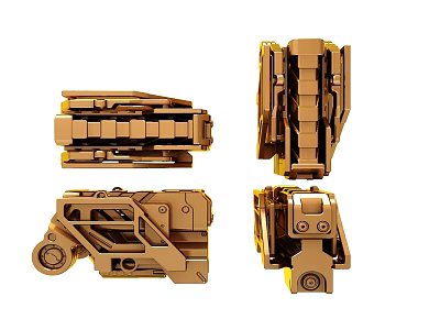 Brown Mechanical Parts Various Angles Design And Structure Details For Model Building Or Toy Assembly 3d model