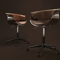 Modern Bar Stools With Leather Seats And Metal Swivel Bases And Rolling Wheels
