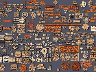 Chinese-style Carved Decoration Antique Carved Ethnic Style Decorative Pattern 3d model