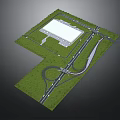 Area Layout Design With Large White Building Green Grass And Curved Roads