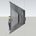Modern 3D Feature Wall With Vertical Slats And Human Scale Design 3d model