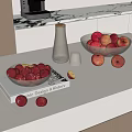 Fresh Apples in Glass Bowls on Kitchen Counter with Decorative Books