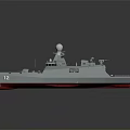 Modern Warship with Hull Number 12 Gray Exterior Radar Antenna and Sleek Design