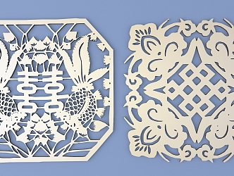 Chinese Happy Character Paper-cut Carved Hollow Carved 3d model