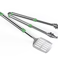 Stainless Steel Kitchen Tongs And Spatula With Green Handles For Cooking
