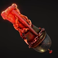 Flaming Weapon Featuring Metal Body Chains Blade And Fleshy Red Elements