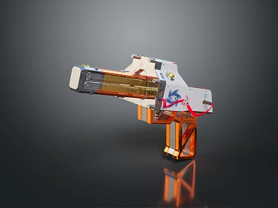 Futuristic Gun with White Orange Blue Red Accents Modern 3D Rendered Design And Transparent Barrel 3d model