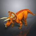 Realistic Orange Triceratops Dinosaur With White Horns And Colorful Frill