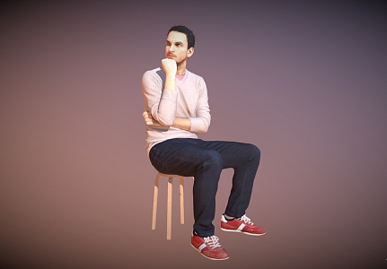 Sitting Men Meditation Boys Thinking 3d model