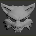 Game Movie Character White Wolf Head Mask With Sharp Ears Fierce Expression Smooth Surface 3d model