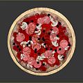 Delicious Pepperoni Pizza With Olives Cheese And Tomato Sauce On Wooden Plate