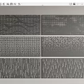 Gray Decorative Panels Arranged With Various Perforated Patterns And Textured Designs 3d model