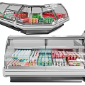 Commercial Refrigerated Display Cases with Glass Doors for Supermarket Beverage and Food Storage