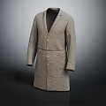 Long Light Gray Lapel Coat With Single Breasted Design On Dark Background 3d model