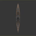 Detailed 3D Warship Model With Turrets Deck And Mast On Gray Background