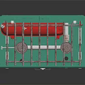 Green Storage Box With Metal Grid Rack And Red Items Inside For Daily Use