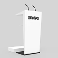 White Podium Featuring MSC Logo and Microphones with Lower Platform 3d model