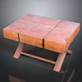 Wooden Furniture Piece With Three Planks Top And Cross Leg Support