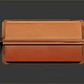 Vintage Orange Suitcase With Metal Straps And Brown Handle Design