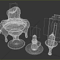 Candle Holders With Lit Candles Melted Wax And Various Decorative Bases