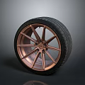 Car Wheel Assembly With Copper Rim And Black Rubber Tire For Automotive Use