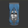 Blue Supercar With Open Top Transparent Cockpit Rear Wing And Blue Wheels