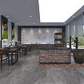 Traditional White Tea Gathering Room With Wooden Display Cabinets Long Table And Chairs