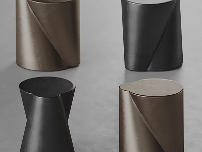 Modern Black and Brown Side Tables with Unique Geometric Sleek Design 3d model