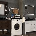 Washing Machine Cabinet Balcony Cabinet Washing Machine Cabinet Washing Machine Combination 3d model