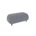 Modern Gray Upholstered Sofa Stool With Curved Design And Black Legs