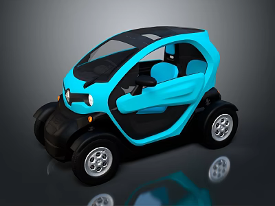 Stylish Blue Compact Two Seater Electric Car With Modern Design And Urban Appeal 3d model