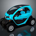 Stylish Blue Compact Two Seater Electric Car With Modern Design And Urban Appeal