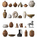 Traditional Handcrafted Ceramic Vessels Including Vases Pots Bowls And Decorative Figurines