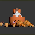 Bread sandwich bread pudding bean paste bread cheese bread big column bar breakfast bread 3d model