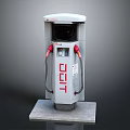 DEIT Fuel Dispenser Unit With Red Nozzles On Gray Concrete Base