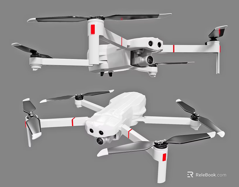 Smart Drone With Multi Rotor Camera And White Body Design For Aerial Flight 3d model 