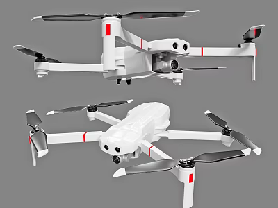 Smart Drone With Multi Rotor Camera And White Body Design For Aerial Flight 3d model