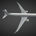 White Passenger Aircraft 3D Model With Extended Wings And Engines