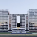 Modern Office Building Complex Featuring Green Rooftops Central Plaza And Surrounding Roads