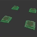 Four Square Gray Stone Brick Blocks With Textured Surface For Building Projects