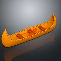Stylish Orange Canoe With Traditional Structure And Wooden Seats Design