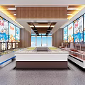 Spacious Aisles With Neat Shelves And Various Products In Modern Supermarket