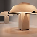 Modern Minimalist Table Lamps With Cream Colored Lampshades And Square Bases