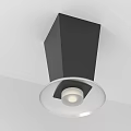 Modern Black Square Ceiling Light With White Circular Shade And Bright Bulb