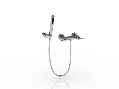 Modern Wall Mounted Shower Faucet Set With Handheld Chrome Finish Design 3d model