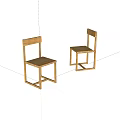 Two Simple Design Wooden Single Chairs With Light Wood Color Backrest And Four Legs