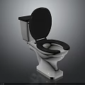 White Ceramic Toilet with Black Seat and Lid Modern Home Bathroom Essential Fixture Design