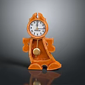 Orange Human Shaped Mantel Clock With Phinney Brand White Face And Gold Pendulum Design