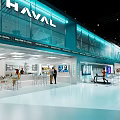 HAVAL Exhibition Booth With Modern Illuminated Design Displayed Cars And Visitors