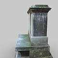 Weathered Stone Monument Structure With Engraved Panels Step Base And Solid Construction 3d model